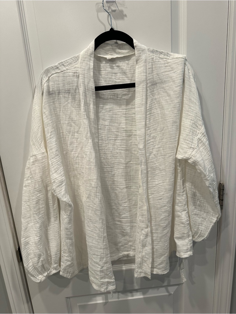 Commense White Open-Front Textured Double-gauze Tunic